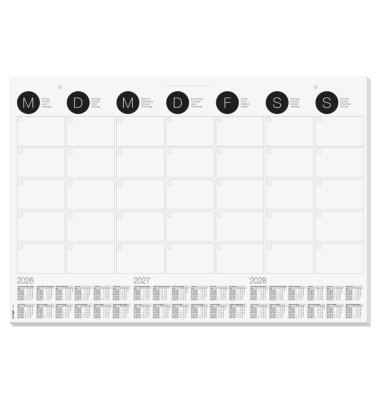 Schreibunterlage Monthly Planner H6550 wei&szlig;/grau 59,5x41cm (BxH)