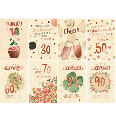 Geburtstagskarte Zahl  sortiert