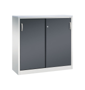 Schiebet&uuml;renschrank Accurado-2000 20471200S10349, abschlie&szlig;bar, 3 OH, lichtgrau/schwarzgrau, 120x120x40cm (BxHxT)