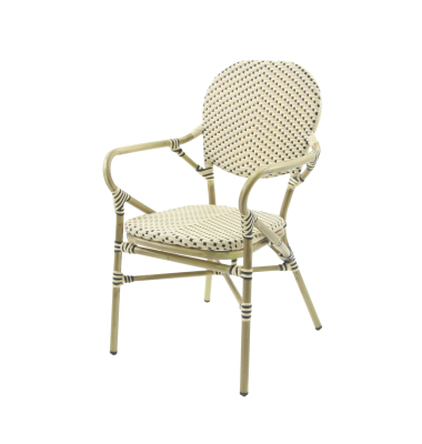 Bistro-Stapelstuhl Tango Bambus wei&szlig;/schwarz 2St