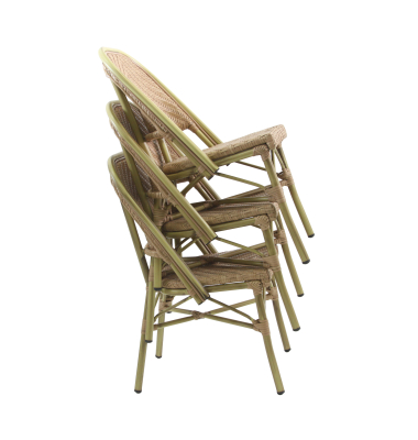 Stapel-Bistrostuhl Paris Bambus wei&szlig;pastellgr&uuml;n 2St