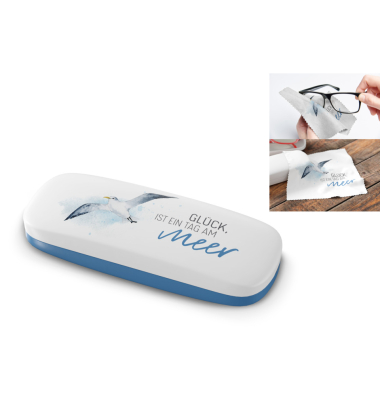 Brillenetui Gr&uuml;&szlig;e vom Meer M&ouml;we