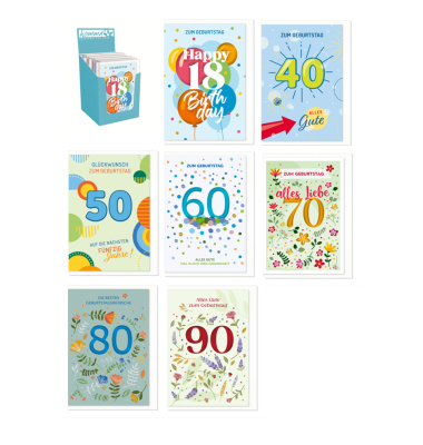 Geburtstagskarte Zahl  sortiert