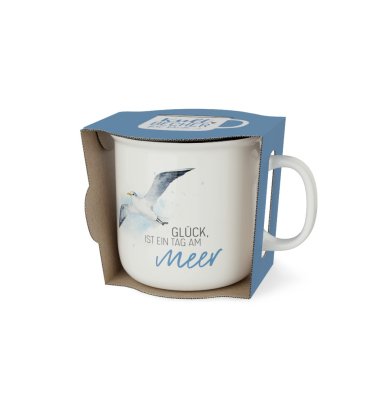 Kaffeebecher Gr&uuml;&szlig;e vom Meer M&ouml;we