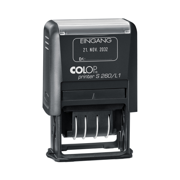 9004362555865 - Datumstempel mit Text Eingang Printer S 260L1 N selbstfärbend blau rot blaurot ohne Logo 9004362555865 Colop