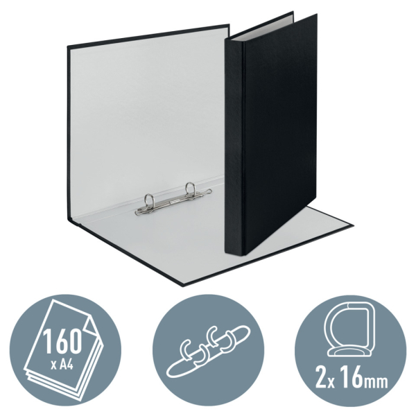 4002432367276 - Ringbuch Standard 4209-00-95 A4 2 Ringe 16mm Ring-Ø Karton PP-kaschiert schwarz 4002432367276 Leitz