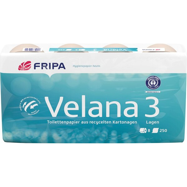 4000883102392 - Toilettenpapier Velana ohne 1530806 3-lagig braun 250 Blatt   Rolle 4000883102392 Fripa
