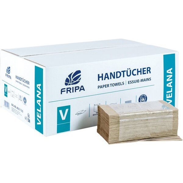 4000883102460 - Handtuchpapier Velana V-Falz 1-lagig 25 x 23 cm aus recycelten Kartonagen 5000 Stück 4000883102460 5000 Stück