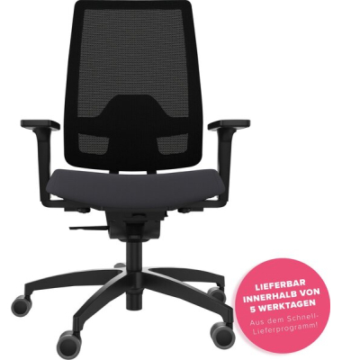 B&uuml;rodrehstuhl Indeed automatic mesh, schwarz, mit verstellbaren Armlehnen, bis 150 kg