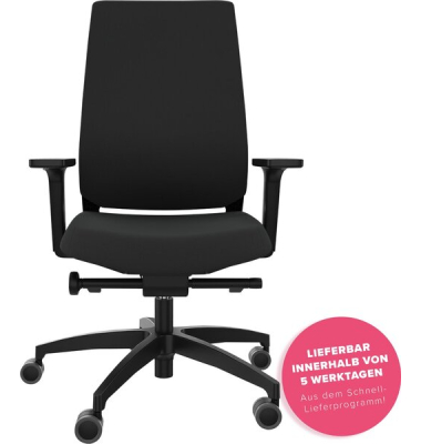 B&uuml;rodrehstuhl , schwarz, mit Armlehnen, bis 150 kg