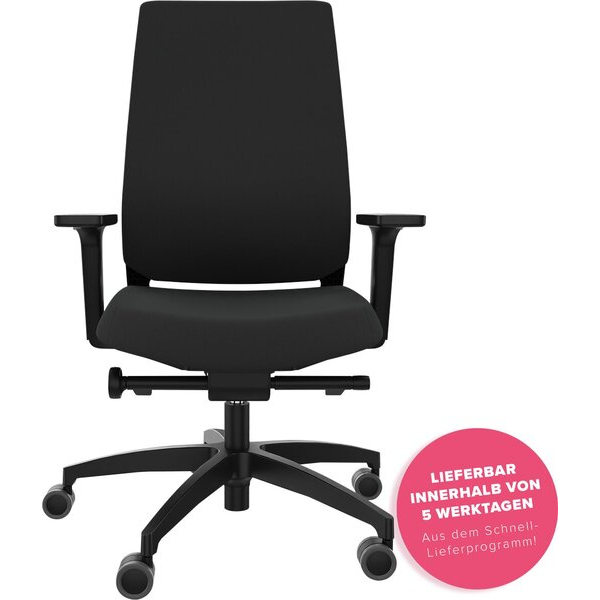4260749143826 - Drehstuhl Sequel Operator 2F Armlehnen hohe Polster-Rückenlehne Lumbalstütze Fußkreuz schwarz Sitz-Rückenbezug Polo schwarz