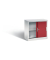 Schiebet&uuml;renschrank Acurado-2000 572200S10349, abschlie&szlig;bar, 2 OH, lichtgrau/rubinrot, 80x72x40cm (BxHxT)