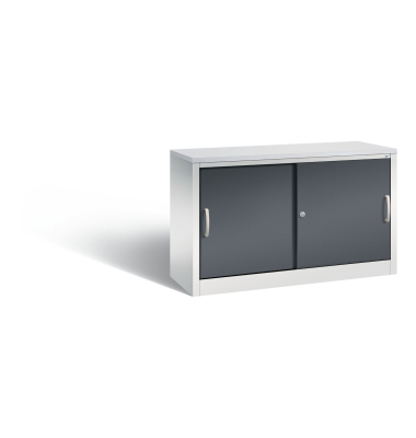 Schiebet&uuml;renschrank Acurado-2000 572300S10375, abschlie&szlig;bar, 2x2 OH, lichtgrau/schwarzgrau, 120x72x40cm (BxHxT)