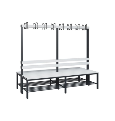 C+P Garderobenbank Schuhrost 1710x1960x756mm sgr/lgr