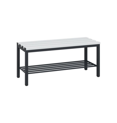 C+P Umkleidebank Schuhrost 420x1000x353mm sgr/lgr