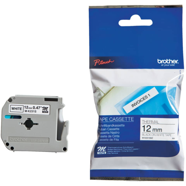 4977766624954 - 12 mm schwarz auf weiß brother Schriftband M-K M-K231 MK231BZ 12 mm schwarz auf weiß 1 St MK231BZ 4977766624954