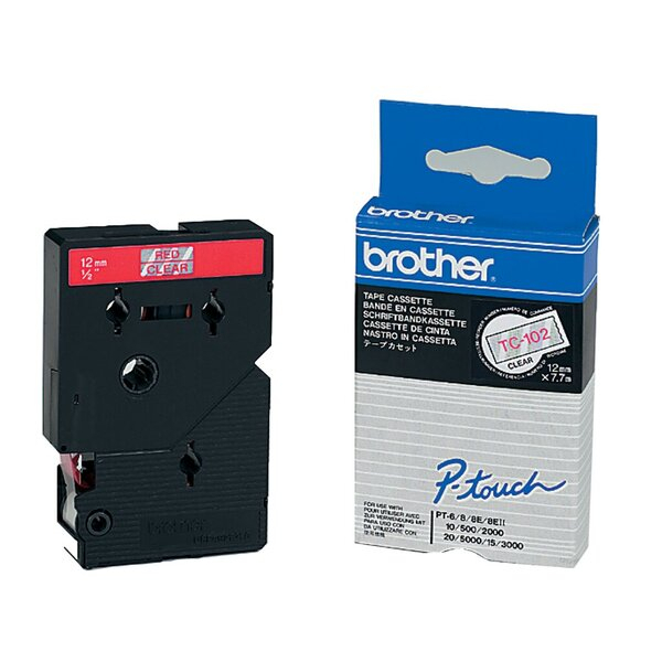 4977766050494 - P-touch Schriftband TC-102 12mm x 77m rot farblos laminiert selbstklebend 4977766050494 Brother
