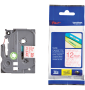 P-touch Schriftband TZe-132 12mm x 8m rot/farblos laminiert selbstklebend