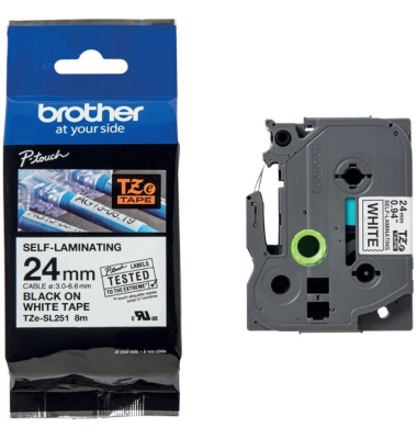 Farbband P-Touch, 24 mm / 8 m, schwarz auf wei&szlig;, selbstlaminierend