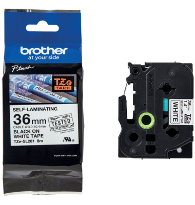 Farbband P-Touch, 36 mm / 8 m, schwarz auf&nbsp;wei&szlig;, selbstlaminierend