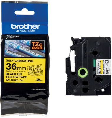 Farbband P-Touch, 36 mm / 8 m, schwarz auf&nbsp;gelb, selbstlaminierend