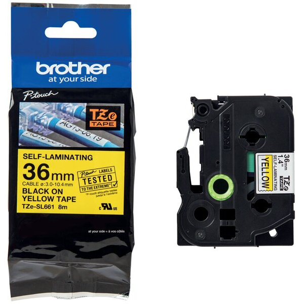 4977766806466 - Schriftband Extra stark klebend TZe TZESL661 Bandfarbe Gelb SchriftfarbeSchwarz 36 mm 8 m