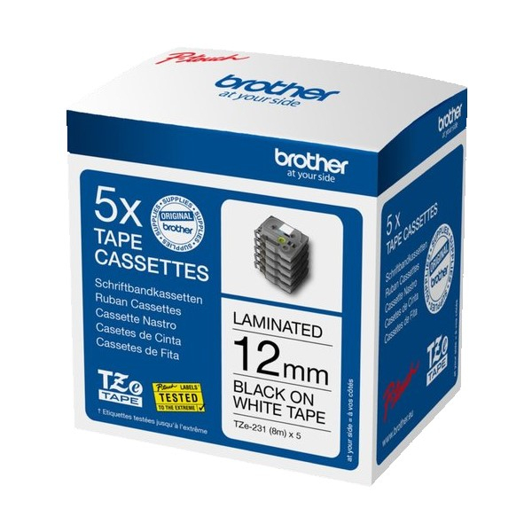 4977766802796 - Schriftbandkassette TZE231M5 8mx12mm sw auf ws 5 St Pa 4977766802796 P-Touch 5 Stück