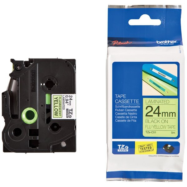 4977766692496 - TZe C51 - Fluoriszierende Bänder - Schwarz auf Gelb - Rolle (24 cm x 5 m) - 1 Rolle(n) - für P-Touch PT-2420 2