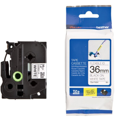Schriftband TZEFX261 36 mmx8m schwarz auf wei&szlig;