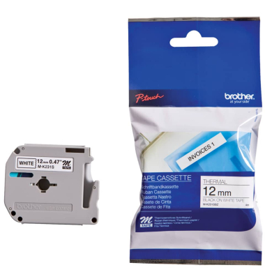 P-touch Schriftband MK-231SBZ 12mm x 4m schwarz/wei&szlig; selbstklebend