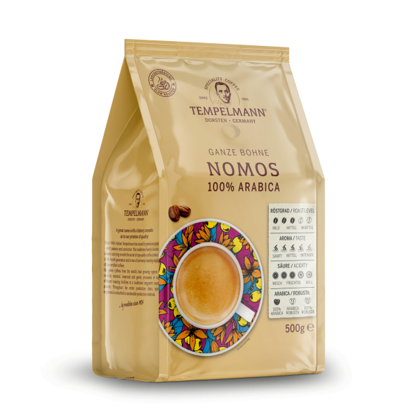 4006406210100 - Kaffee Nomos Caffé Crema 120246 ganze Bohne 8x500g   4006406210100 Kaffeerösterei Hubert Tempelmann GmbH und Co KG 500 Gramm