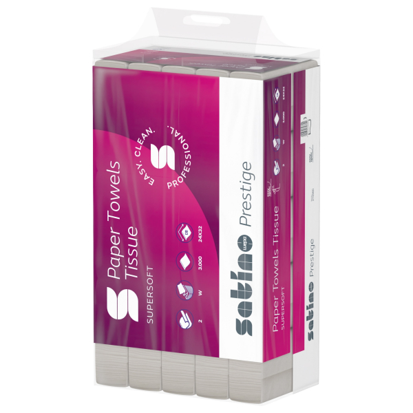 4000735323692 - Falthandtücher Satino Prestige 274980 24x32cm 2-lagig Interfold-Falz (W-Falz) hochweiß Tissue 4000735323692 3000 Blatt