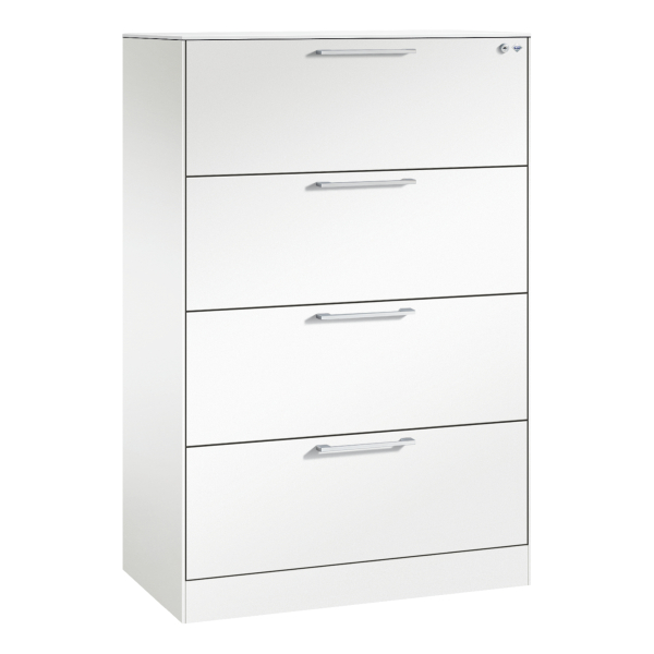 4062084612162 - Hängeregistraturschrank ASISTO Breite 800 mm mit 4 Schüben verkehrsweiß verkehrsweiß