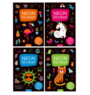 Stickerbuch 4Titel Neon-Sticker