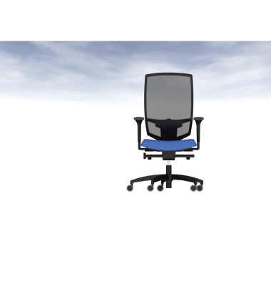 B&uuml;rodrehstuhl @Just evo mesh, azurblau/schwarz / schwarz, mit Armlehnen, bis 150kg, ohne Kopfst&uuml;tze