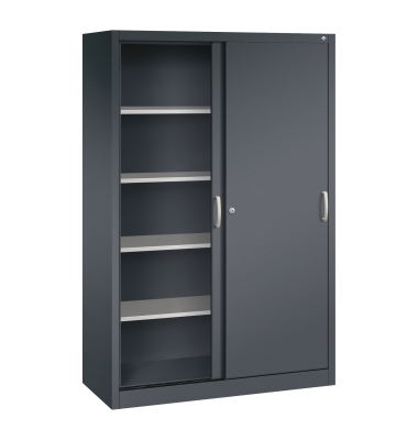 Schiebet&uuml;renschrank Acurado-2000 205000S10138, abschlie&szlig;bar, schwarzgrau