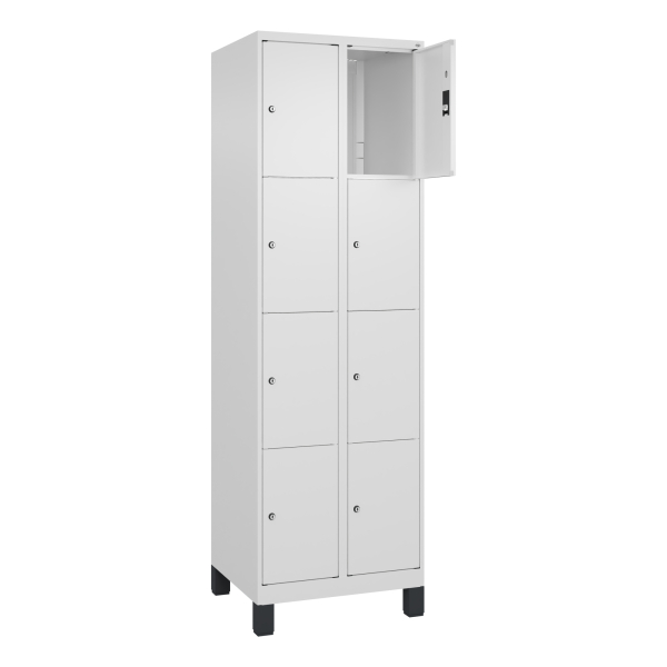 4066681680449 - 4er-Schließfachschrank Classic PLUS 2 Abteile verkehrsweiß B 600 mm 8 Fächer mit Füßen C+P