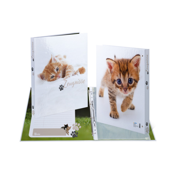 3 Stück Herma Ringbuch Katzen 20174, A4 4 Ringe 30mm Ring-Ø Karton bunt 4008705201742 Herma