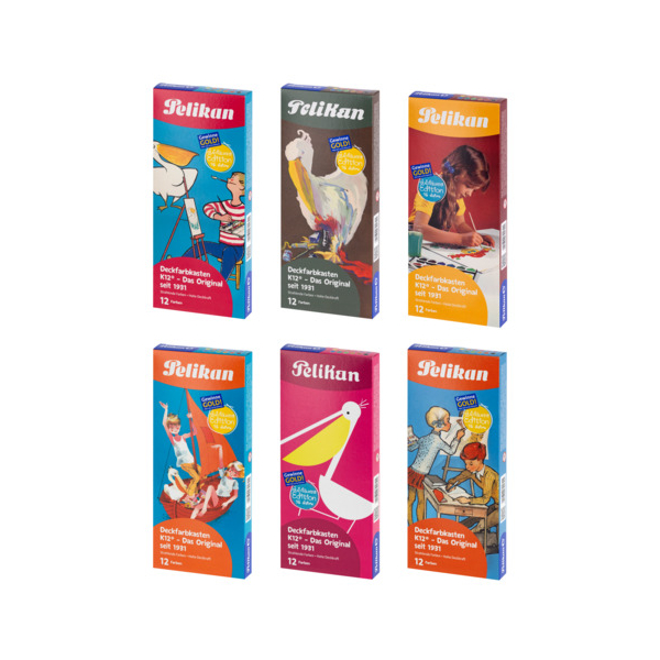 Pelikan Farbkasten K12 Retro, 400207971, Deckfarbe, 12 Farben, farbig sortiert 4012700701701 Pelikan