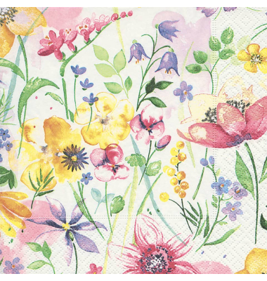 Motivserviette 25x25cm Blumen