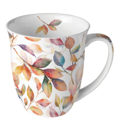 Kaffeebecher 0,4l bunte Bl&auml;tter