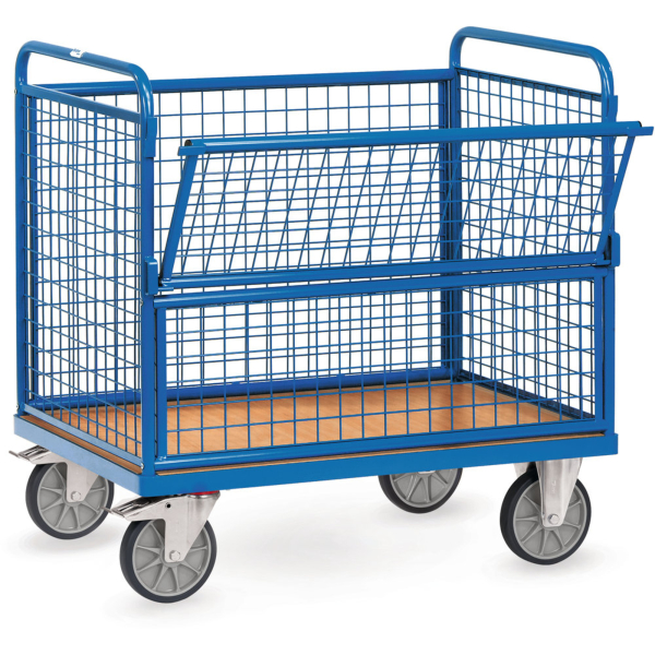 4017976027722 - fetra Drahtkastenwagen Stahl blau ohne Deckel L 1000 x B 700 x H 700 mm bis 600 kg