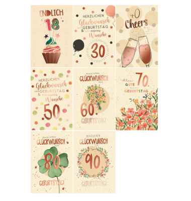 Geburtstagskarte Zahl sortiert