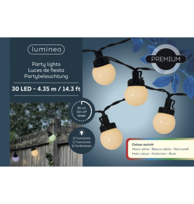 Lichterkette 890938 LED, L&auml;nge 4,35m, warnwei&szlig;/bunt