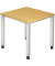 Schreibtisch Q-Serie, manuell h&ouml;henverstellbar, 68-83,5cm (H), 80x80cm (BxT), quadratisch, buche / silber