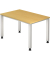 Schreibtisch Q-Serie, manuell h&ouml;henverstellbar, 68-83,5cm (H), 120x80cm (BxT), rechteckig, buche / silber