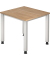Schreibtisch Q-Serie, manuell h&ouml;henverstellbar, 68-83,5cm (H), 80x80cm (BxT), quadratisch, nussbaum / silber