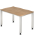 Schreibtisch Q-Serie, manuell h&ouml;henverstellbar, 68-83,5cm (H), 120x80cm (BxT), rechteckig, nussbaum / silber