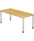 Schreibtisch Q-Serie, manuell h&ouml;henverstellbar, 68-83,5cm (H), 180x80cm (BxT), rechteckig, buche / silber