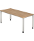 Schreibtisch Q-Serie, manuell h&ouml;henverstellbar, 68-83,5cm (H), 180x80cm (BxT), rechteckig, nussbaum / silber